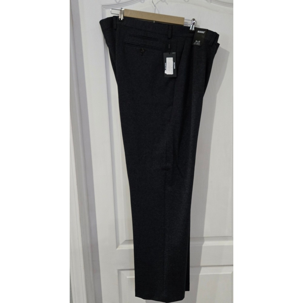 Murano Dress Pant Men 46x32   Black NWT Zac Classic Fit Stretch Waist Flat Front